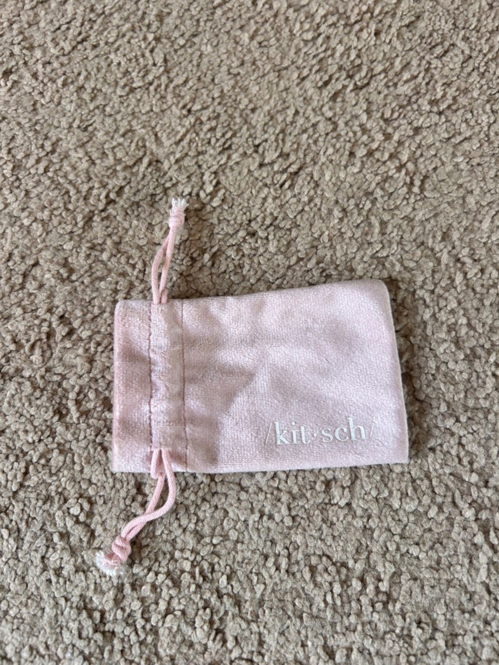 Kitsch Light Pink Velvet Drawstring Accessory Pouch